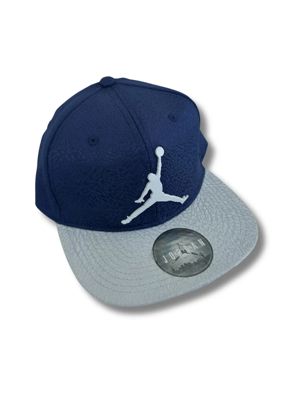 Nike Jordan Youth Snapback Hat Elephant Print Navy Gray Jumpman Adjustable Cap